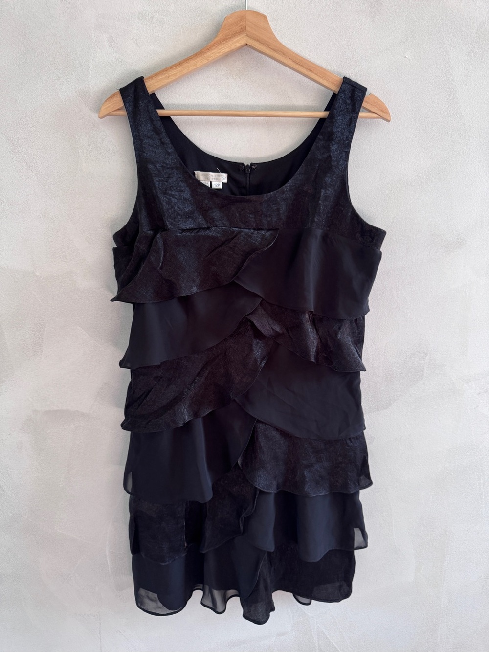 London Times - Black Tiered Ruffle Mini Dress
